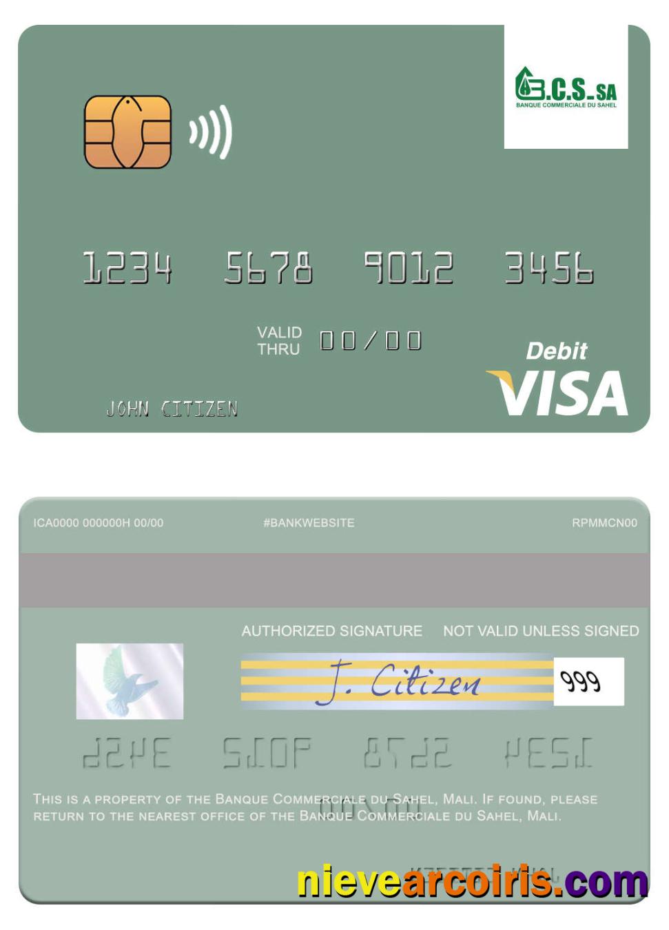 Mali Banque Commerciale du Sahel visa debit card